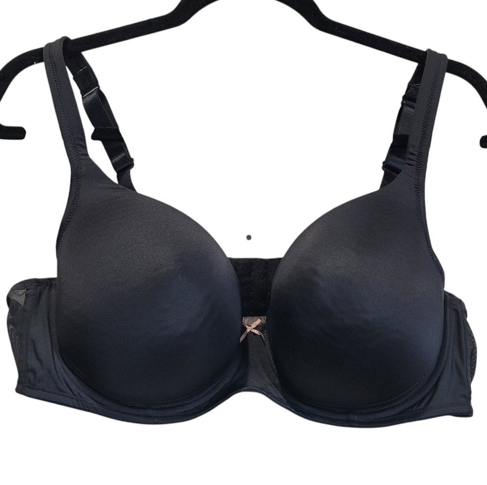 Cacique RN118641 Black T-Shirt Wired Lightly Lined Bra Size 44C EUC